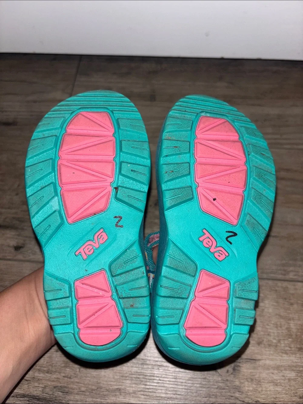 TEVA Kids Teal & Pink Outdoor Sandals Size 8